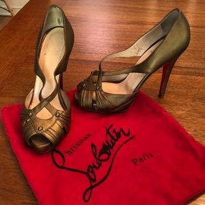 Christian Louboutin bronze studded heels